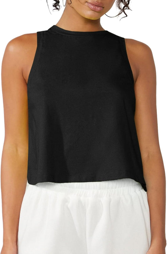 Chic & Comfy: Women's Sleeveless Square Neck Crop Tops for Effortless Style!