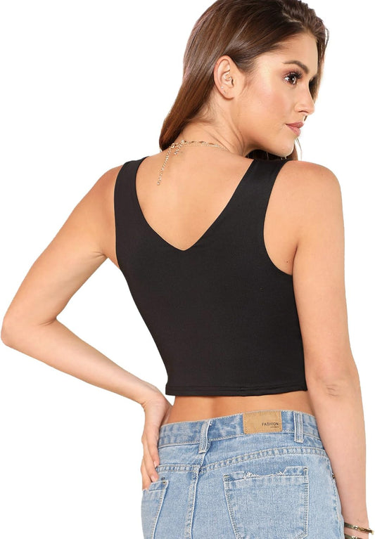 Elevate Your Style with Our Black V Neck Slim Fit Crop Tank Top! Perfect for Any Occasion! 🖤✨ #Fashion #Style #CropTop